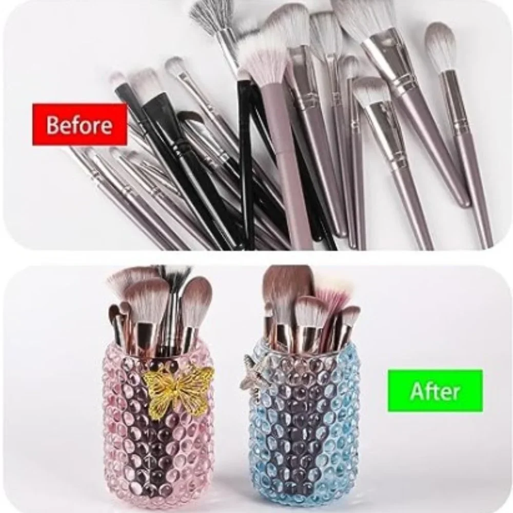 Glass Makeup Brush Holder - Cosmetic Brush Organizer - Office Pen/Pencil Holder
